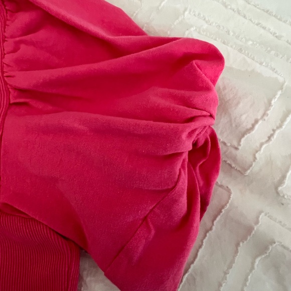 State Ribbed Pink Puff Sleeve Top - Picture 3 of 7